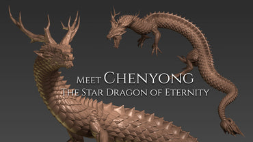 3 Asian Dragons curve brushes for Zbrush