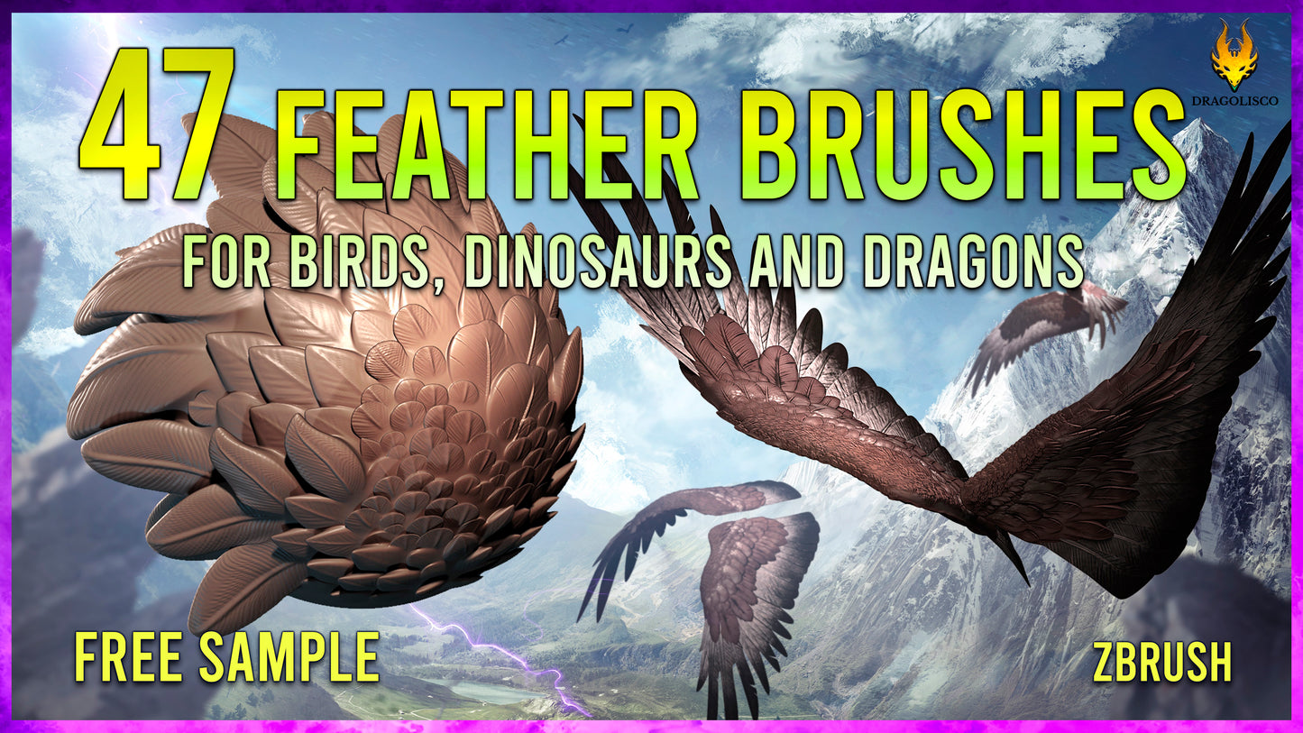 47 Feathers brushes PACK for Eagles, Dragons and Dinosaurs