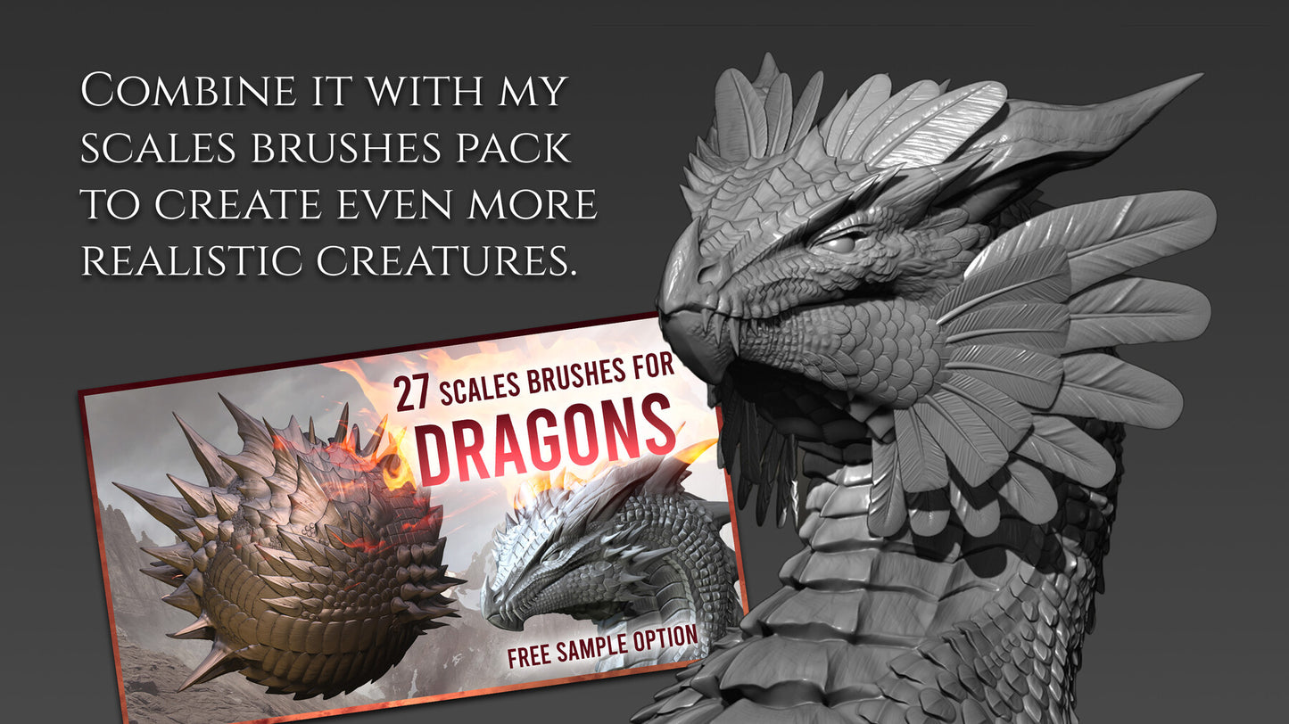 47 Feathers brushes PACK for Eagles, Dragons and Dinosaurs