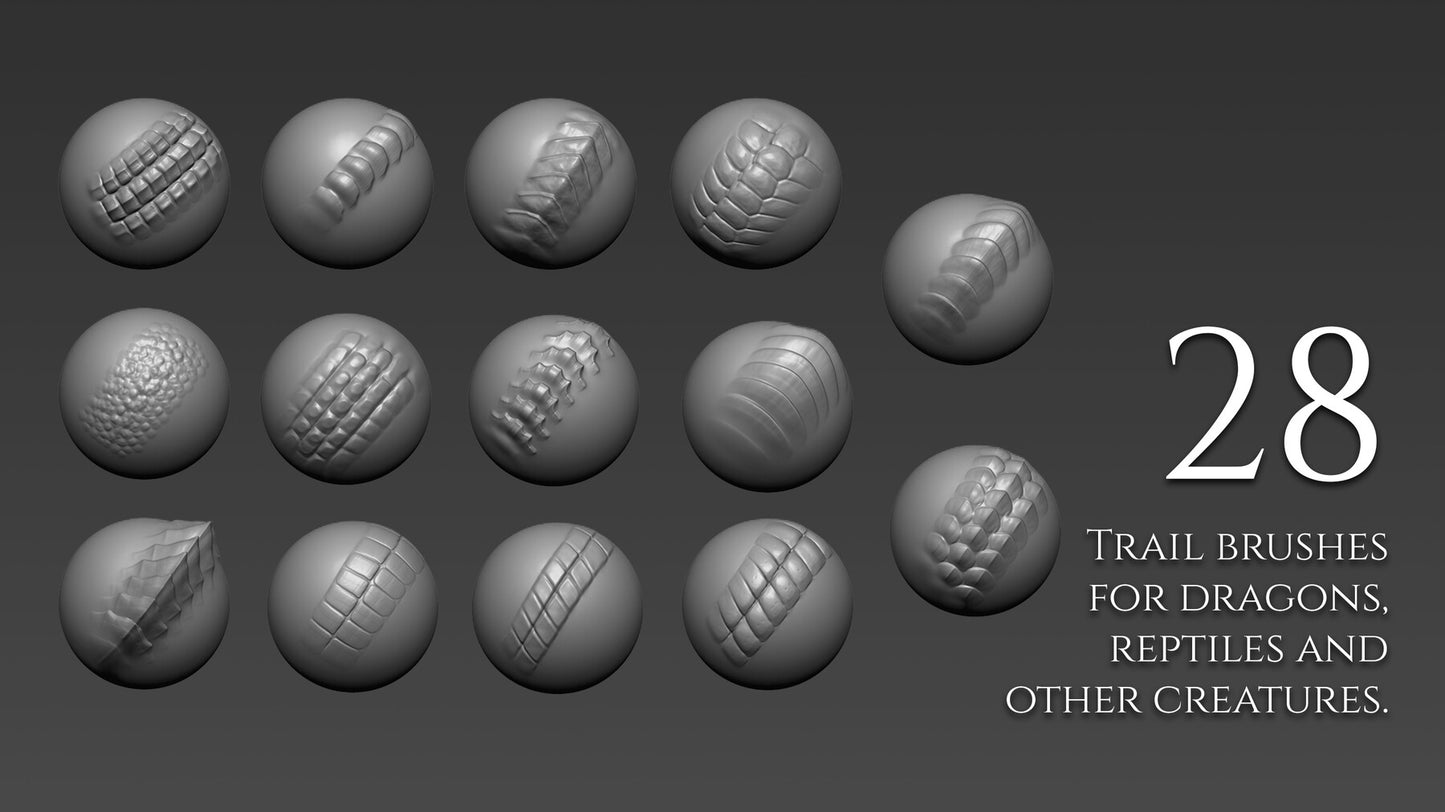 28 Trail Scales Brushes for dragons and other creatures