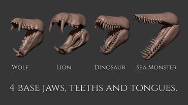 7 mandíbulas, lenguas y dientes para criaturas.
