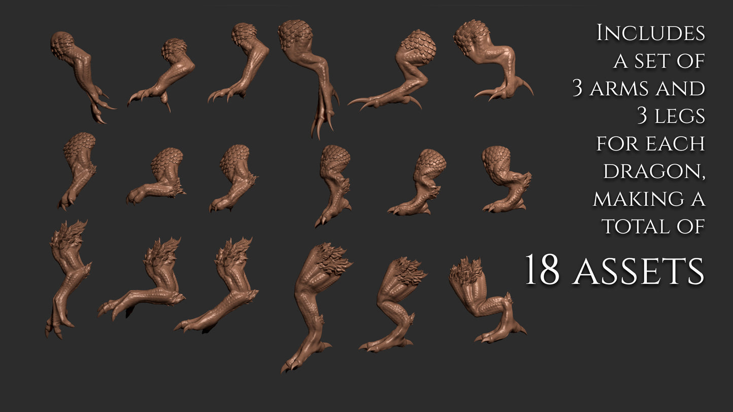 3 Asian Dragons curve brushes for Zbrush