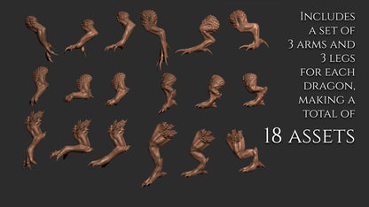3 Asian Dragons curve brushes for Zbrush