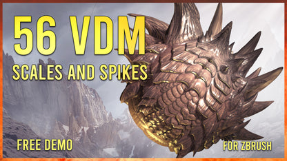 56 pinceles VDM Scales and Spikes de Zbrush para dragones y otras criaturas reptiles