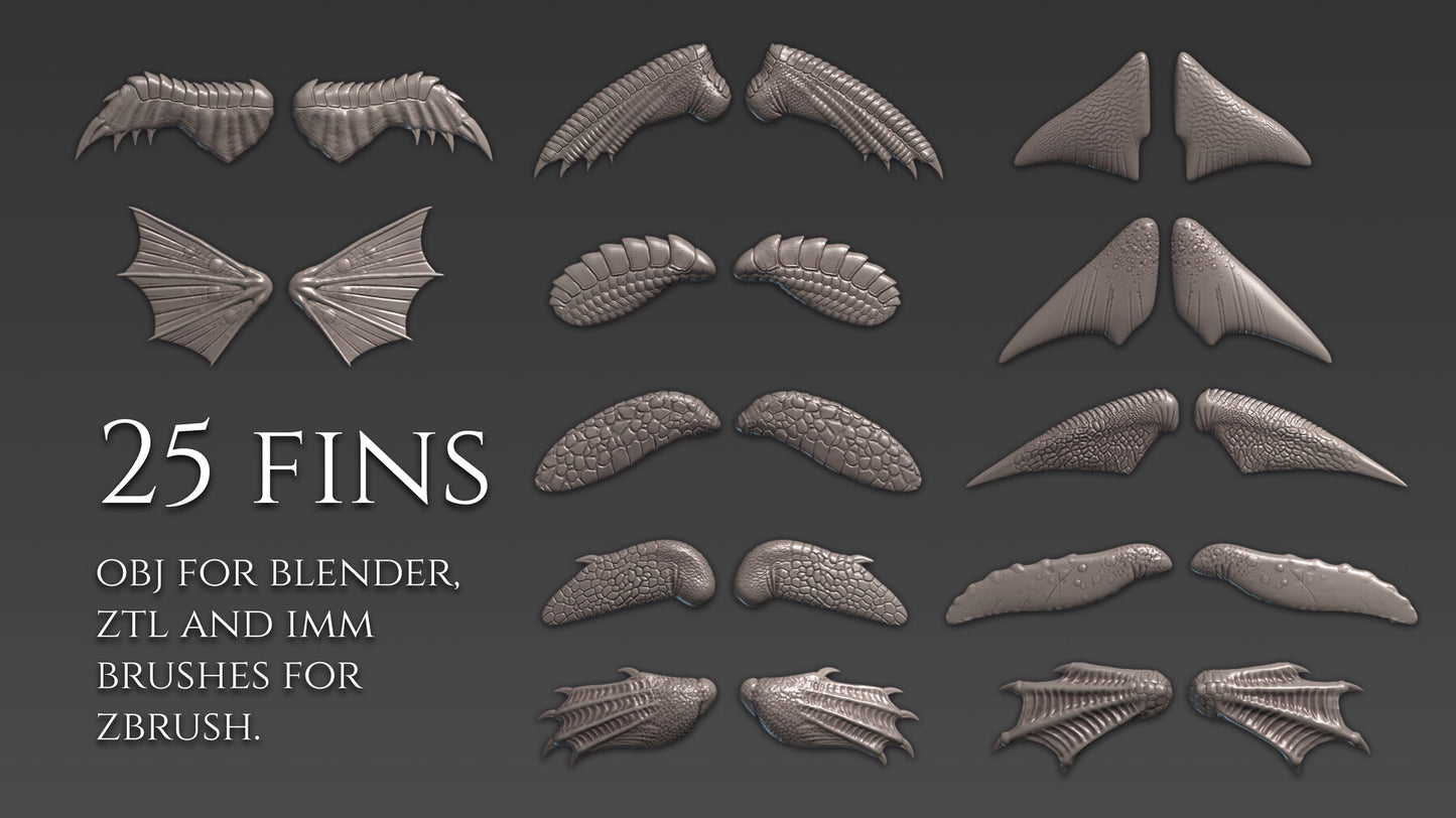 25 aletas para Zbrush y Blender