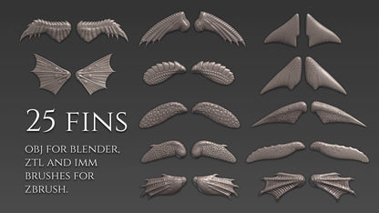 25 aletas para Zbrush y Blender
