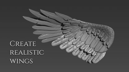 28 Trail Feathers brushes for Zbrush for Dragons and Dinosaurs