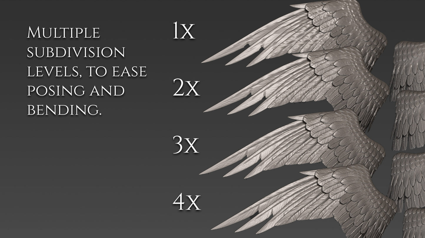 20 Wings for Zbrush and Blender