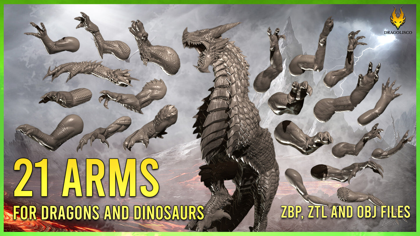 21 brazos y garras para dragones, dinosaurios y otras criaturas.
