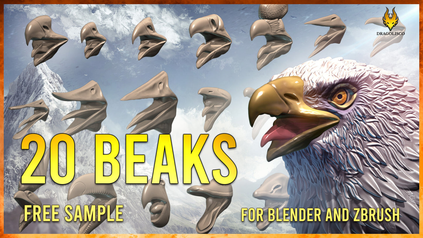 20 Beaks for Zbrush and Blender